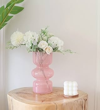 工芸品 Multi Glass Flower Vase (Pink) Amazon.com: 2-Pack Flower Vase Glass, Pink Fluted Vase with